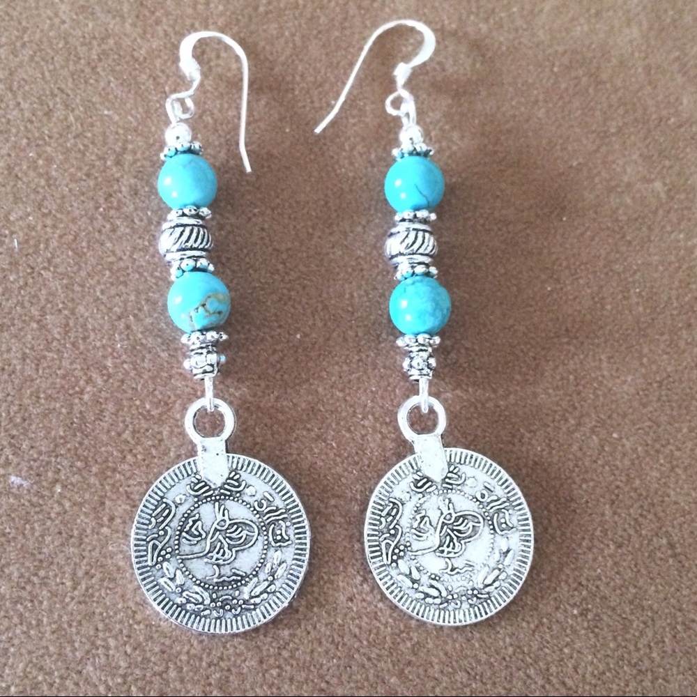 Turquoise silver earrings